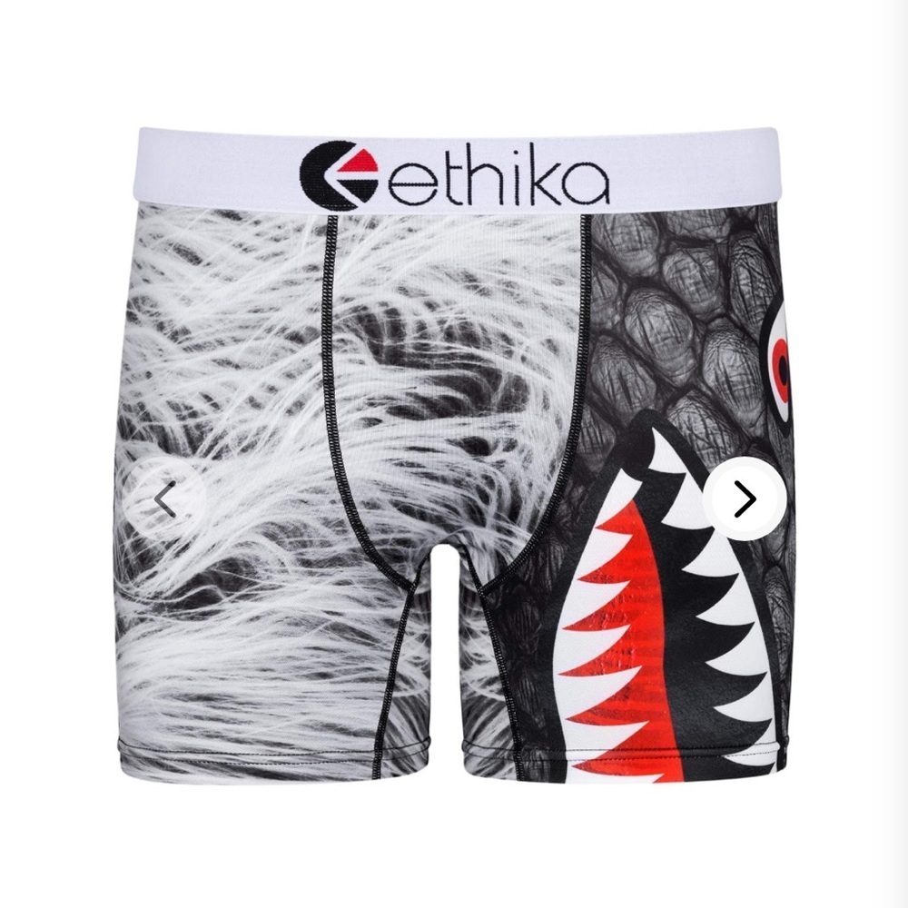 ETHICA MEN’S FEROCIOUS FACE COTTON BOXERS BLACK/WHITE/RED - L